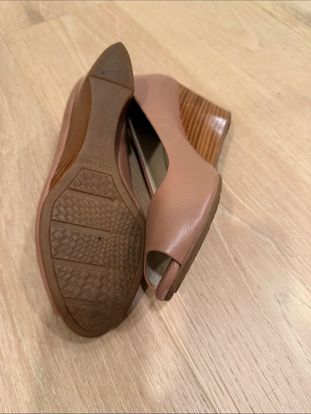 Cole Hahn Wedge Pump in warm nude beige